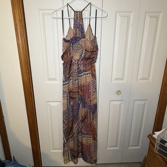 City Triangles Maxi Halter Dress Size‎ Small Patchwork Tribal Boho Lined - Picture 2 of 10